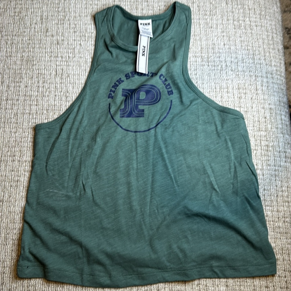 NWT PINK Green Tank Top with Logo